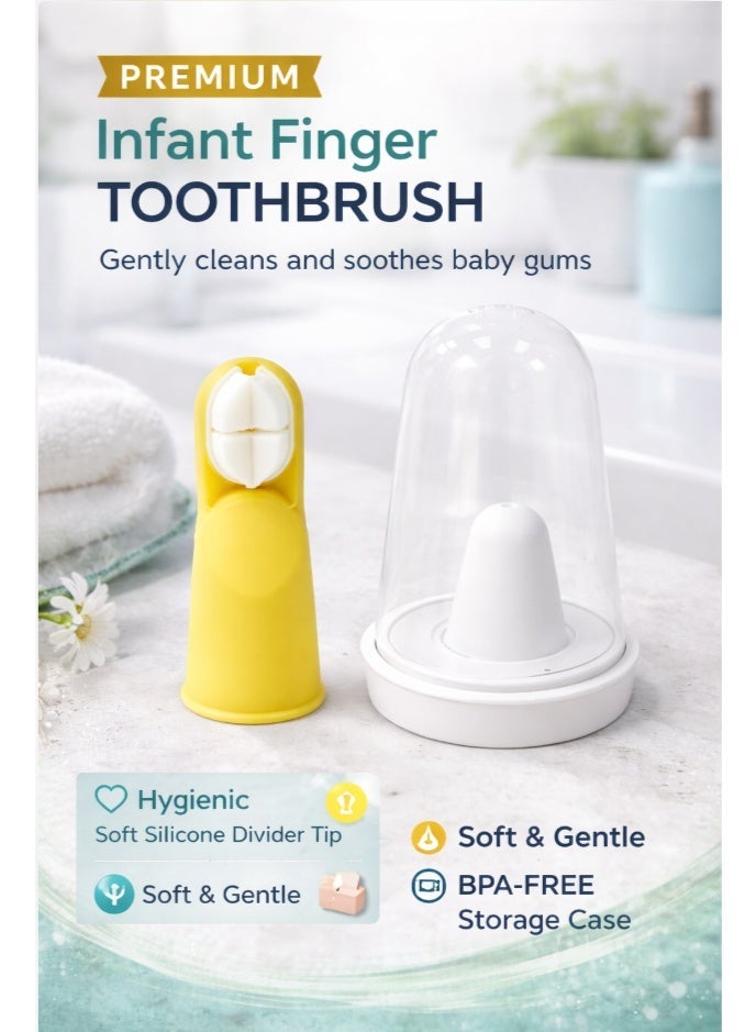 Turtees Baby Silicone Finger Toothbrush & Three-Sided Soft Bristle Toothbrush | BPA-Free Infant Gum Cleaner | Gentle Oral Care for Babies 6+ Months | Safe Teething & First Teeth Brush - Image 4